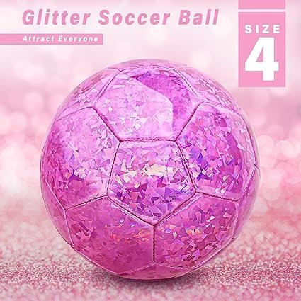 Size 4 Soccer Ball Glitter Pink Kids