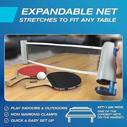 PRO SPIN Retractable Ping Pong Net 72 Table Tennis Net with Clamps Portable Ping Pong Net for Any Table